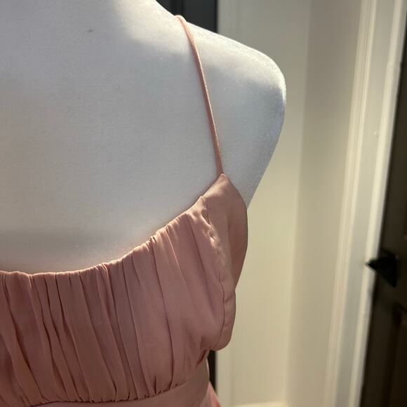 SAINTS + SECRETS Sz M Chiffon Pink Babydoll Dress Lined Tie Waist Zipper Y2K - Picture 4 of 10